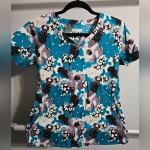 Floral V-Neck Women’s Scrub Top